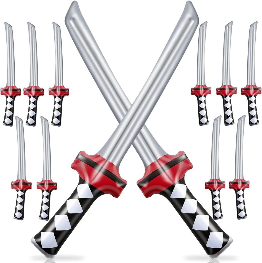 12 Pcs Inflatable Ninja Samurai Sword, Inflated Katana Sword Toy, Blow Up Ninja Swords for Party Favors Cosplay Samurai Theme Party