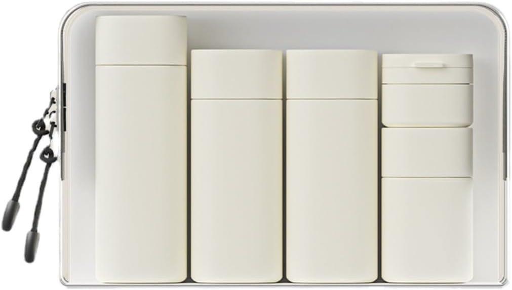 5pcs Travel Cream Dispenser Bottles Set Travel Bottles Toiletry Containers Set, TSA Approved, Travel Essentials (Beige)