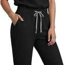 Scrubs for Women Set, Medical Women Scrubs-Stand-Up Collar Scrub Top & Jogger Scrub Pants with 8 Pockets (S)