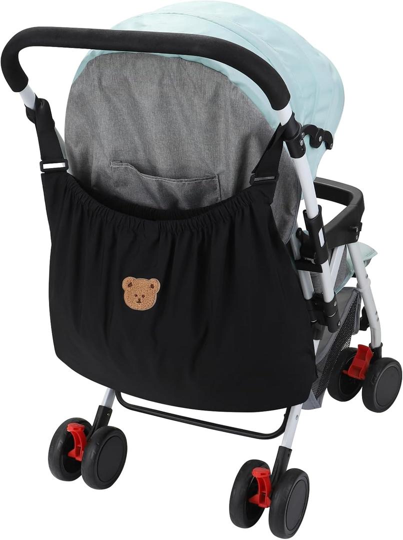 Accmor Universal Stroller Organizer, Large Storage Stroller Bag Fits for Uppababy, Nuna, Britax, Doona Strollers, Non-Slip Adjustable Storage Caddy Accessories for Stroller Crib (Black)