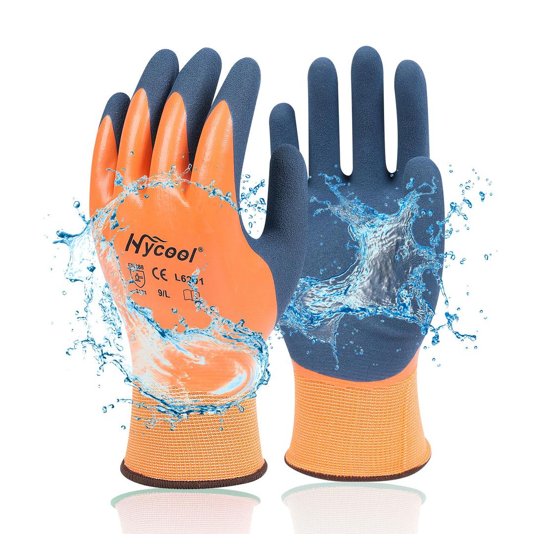 DS Safety Waterproof Work Gloves Hycool Grip Working Gloves L6201(Orange) (3, S)