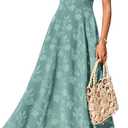 PRETTYGARDEN Womens Summer Dresses 2026 Casual Sleeveless Square Neck Formal Wedding Guest Beach Vacation Boho Maxi Dress (Green, S)