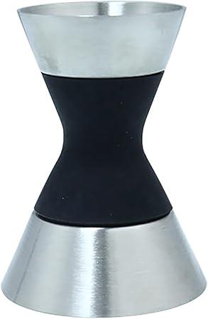 BIRJXVTO Stainless Steel Double-Ended Cocktail Measuring Cup with Silicone Graduation (Silver), Pack Of 2