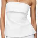 Strapless Tube Tops for Women Backless Going Out Bandeau Top Sexy Trendy Off Shoulder Side Split Summer Bustier Tops (White, M)