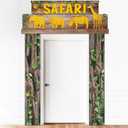 3pcs Jungle Themed Party Door Hanging Banner Wild Animal Birthday Decorations Safari Animals Door Covers Safari Themed Backdrops Porch Sign Decorations for Zoo Party Baby Shower Boys Girls
