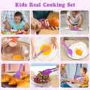 Kids Cooking Sets Real, Kids Cooking and Baking Set with Storage Case Kid Safe Knives Cutting Board Apron Cookbook Toddler Cooking Utensils, Montessori Kitchen Tools, Birthday Gifts for Girls Boys