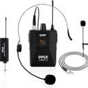 Pyle UHF Wireless Microphone System Kit - Portable Professional Cordless Microphone Set with Headset, Lavalier, Beltpack Transmitter, Receiver - Karaoke & Conference