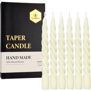 Taper candle hand made 100% natural beeswax 6 pack (3 missing) 7 inch