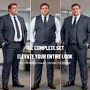 GATMSTZ 3 Piece Suits for Men Big and Tall Regular Fit Blazer Men Tuxedo Suit Set Classic Fit Jacket Vest Pants (Grey,60R) (Gray)