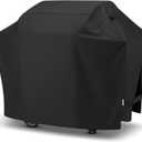 SunPatio Gas Grill Cover 60 Inch, Outdoor Heavy Duty Waterproof Barbecue Gas Cover, UV and Fade Resistant, All Weather Protection Compatible for Weber Charbroil Brinkmann Grills and More, Black