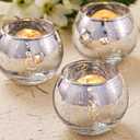 Volens 24PCS Silver Votive Candle Holders for Table Centerpieces, Round Mercury Glass Candle Holders Bulk for Wedding Reception, Birthday, Parties, and Home Decorations