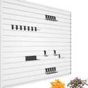 Yuzzy Slat Wall Paneling 4 x 4ft, Garage Slatwall Panel Wall Storage Systems, Heavy Duty PVC Garage Wall Organization (White)