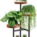 TEAKMAMA 3 Tier Plant Stand Indoor Outdoor, Tall Metal Wood Flower Shelf Holder with Raised Design, for Garden Decor, Patio Garden Corner, Living Room, Balcony