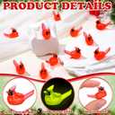 100 Pcs Mini Resin Cardinals Luminous Tiny Northern Cardinal Figurine Glow in The Dark Christmas Bird Ornaments for Craft Xmas Gift Miniature Garden Crafts Cake Topper Christmas Decoration