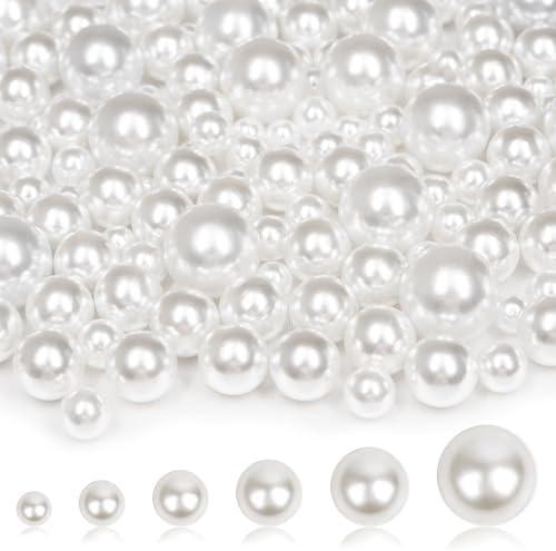 2000PCS Pearls for Crafting, White No Hole Beads for Centerpieces Vases, Assorted Sizes Bulk Fake Pearls Beads for Vase Filler, Candles Centerpiece, DIY Crafts, Jewelry Making (4/6/8/10/14/20mm)