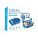 MaMix Bento Lunch Boxes for Adults, Blue, 5 Compartment Lunch Box Containers, Reusable & Leakproof, 9 x 6.5 x 2.7 in