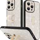 KANGHAR for iPhone 13 Pro Case White Leopard Print Pattern Cute Cheetah Wristband Stand Phone Cover for Women Girls Men Shockproof Slim Protective Cover for iPhone 13 Pro 6.1 Inch