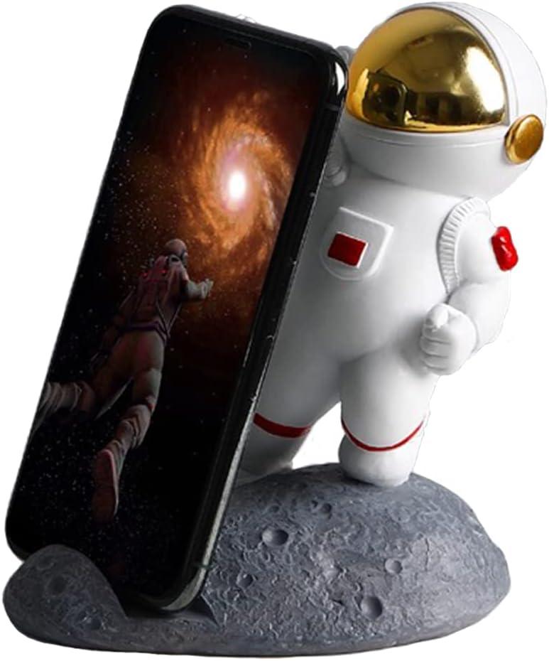 Paimuni Phone Stand Desk Accessories Resin Astronaut Figurines Home Decor Decorative Tabletop Ornaments Cute Phone Holder (A-gold)