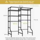 Ulif U13 Over Washer and Dryer Storage Shelves, 6 Tiers Laundry Room Standing Shelf with 2 Hanger Rods, Space Saver Clothes Drying Rack, 63.4" W x 22" D x 77.4" H, Black, U13 Standard