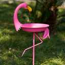 12.6" W*39.4" H Flamingo Bird Baths for Outdoor, Metal Bird Bath Bowl, Bird Feeder or Drinker Plate with Metal Stake, Home Garden Lawn Yard Decor