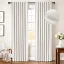INOVADAY 100% Blackout Curtains 84 Inches Length 2 Panels Set, Back Tab/Rod Pocket Linen Black Out Curtains for Bedroom, Thermal Insulated Window Drapes - Beige, W50 X L84