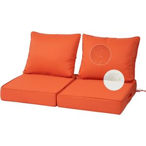 22X24-2set,Outdoor Chair Cushions, 30D High-Density Foam Patio Chair Cushions, Water-Resistant UV 2000H Color Fastness Outdoor Seat Cushions for Patio Furniture Sofa,Orange