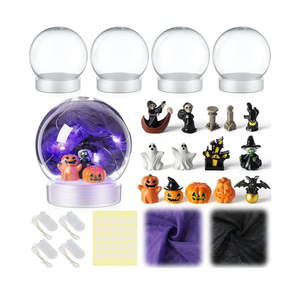 Qunclay 25 Pcs Halloween LED DIY Snow Globe Kit 4 Set Globes Making Kit with Accessories Glitter Pumpkin Witch Castle Bat Ghost Contains for Make Your Own Snow Globes Arts and Crafts Decoration