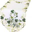 Simhomsen Embroidered Irish Clover St. Patricks Day Table Runner, Spring Shamrock Decorations (14 x 34 inches)