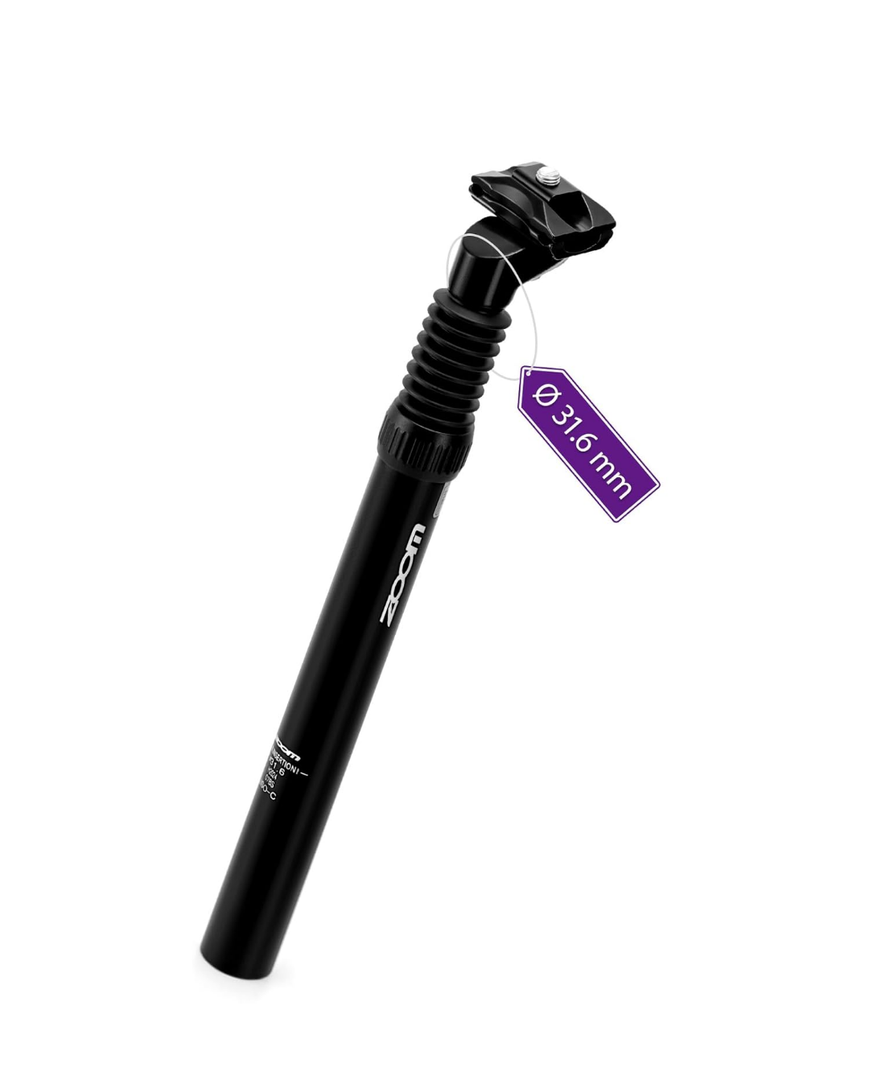 Zoom Bike Suspension Seatpost: 31.6 x 350 mm Shock Absorber Damper Bicycle Seat Post with Adjustable Clamp for E-Bike MTB BMX