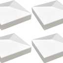 3.5 x 3.5 Inch Vinyl Fence Post Caps (4 Pack) - White Pyramid Style PVC Post Tops for 3.5" Wood Posts, Mailbox & Deck - Weatherproof & UV Resistant Decorative Covers - Easy Install Fence Post Pro