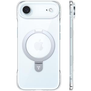 TORRAS for iPhone Air Case, Slim Magnetic Stand, Open-Edge Thin Frame Fit, Hard PC, Fit for MagSafe, Anti-Yellowing Phone Case for iPhone 17 Air, Daily Protection, Clear