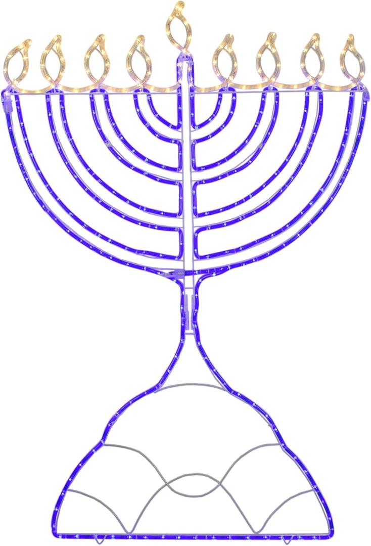 Northlight LED Lighted Hanukkah Rope Light Menorah - 4.5' - Blue/Clear Lights