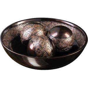Creative Scents Dublin Brown Decorative Bowl with Orbs Set - Centerpiece Table Decorations - Coffee Table Decor - Home Decorations for Living Room Decor, Table Centerpieces for Dining Room Table