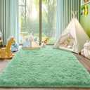 Rezutan Fluffy Rug for Living Room Bedroom, Soft Modern Shaggy Fuzzy Kids Rug Plush Indoor Nursery Home Decor Bedside with Non-Slip Bottom for Living Room, Sage Green, 4 X 6 Feet (4' x 6' (Rectangular))