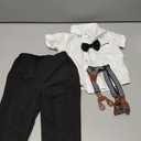 SANMIO Toddler Baby Boy Clothes Suit Gentleman Wedding Outfits, Formal Dress Shirt with Bowtie + Suspender Pants 16-24M