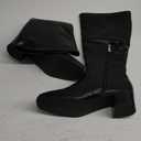 Elisabet Tang Knee High Boots for Women 2 inch Chunky Low Heel Boots Square Toe Side Zipper Fall Winter Comfort Boots Black Size 10