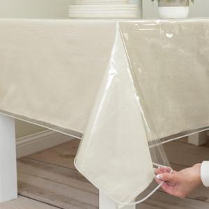 Benson Mills Heavy Duty Clear Plastic 100% Waterproof Tablecloth Protector, Vinyl Table Cloth, Oil Proof Table Cover for Dining Tables, Parties and School Projects (70" x 126" Extra Wide Rectangular)
