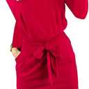 PRETTYGARDEN Women's Fall Bodycon Party Dress Casual Long Sleeve Tie Waist Fitted Sheath Pencil Dresses with Pockets (X-Large, Red)