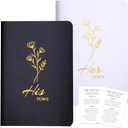 2 x XKDOUS 2 Pcs Wedding Vow Books for Her & Him Vows Book with Gold Foil Lettering, Lined Pages, Vow Starter Cards, His & Hers Writing Notebook for Wedding Day Ceremony Vows (Black+White)