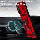 Phone Case for iPhone 12 Pro Max with Camera Lens Cover HD Screen Protector,Military Grade Ring Car Mount Kickstand Hybrid Hard PC Soft TPU Shockproof Protective Red