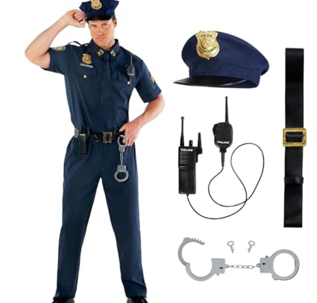 Morph Police Costume Men, Cop Outfit Men, Police Costume Adult, Halloween Costumes For Adults, Large