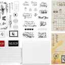 CraftyManor Clear Stamps for Scrapbooking, Vintage Stamp for Journaling, Card Making Supplies for Crafting, DIY, Photo Album Decor and Junk Journal 5.8x8.3inches (Postcard + Text Set)