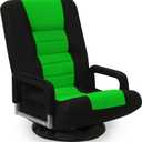 Swivel Floor Gaming Chair w/Armrests,Folding Video Reclining Sofa w/6 Adjustable Position, Padded Backrest & Cushion, Lazy Lounger Couch for E-Sports, Reading, Relaxing, Watching TV, Green