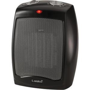 Lasko CD09250 Ceramic Adjustable Thermostat Tabletop or Under-Desk Heater, 9 Inches High, Black