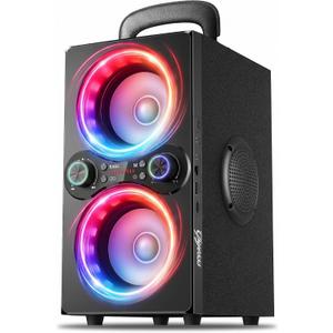 TPyesss Party Loud Bluetooth Speaker: 80W Peak Powerful Bass, Long Playtime, Vibrant Lights, Portable Wireless Speakers with TWS Pairing, Large Subwoofer for Outdoor, Garage & Home