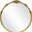 Gold Round Mirror - Baroque Style Ornate 24 Inch Mirror Suitable for Home Decoration, Bedroom, Living Room Wall Art, Retro Luxury Metal Frame Design