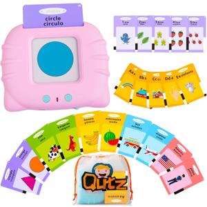 QuTZ ABC Learning Flash Cards for Toddlers 2-4 Bilingual Spanish English, Autism Toys, Speech Therapy Toys, Educational Talking 275 Sight Words Cards for Boys and Girls
