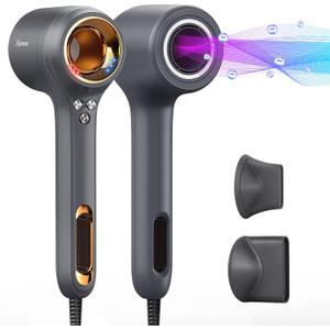 Hair Dryer, 1400W Professional Ionic Blow Dryer with High-Speed Brushless Motor for Fast-Drying, Filter-Removable Quiet Hairdryer with Magnetic Nozzle and Styling Concentrator (Anchor Gray)