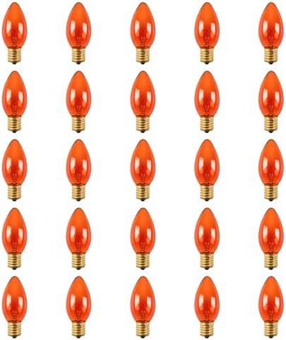 Northlight C9 Transparent Incandescent Christmas Replacement Bulbs - Orange - Pack of 25