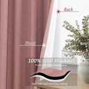 Guken 100% Linen Blackout Curtains 120 Inch Length 2 Panels Set for Living Room Bedroom Back Tab Thermal Insulated Black Out Linen Drapes Room Darkening Window Curtains 120 Inches Long, Ash Rose